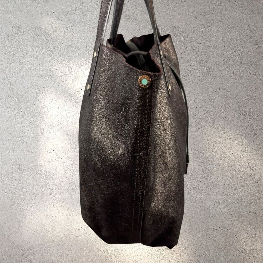 Tiffany & Co Suede Metallic Relaxed Reversible Tote Hobo Bag‎ Purse Brown - Picture 11 of 14